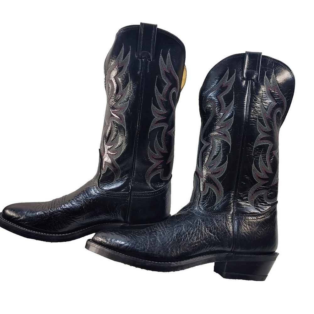 Nocona Men's Size 11 Black Leather Western Cowboy Boots Pointed Toe